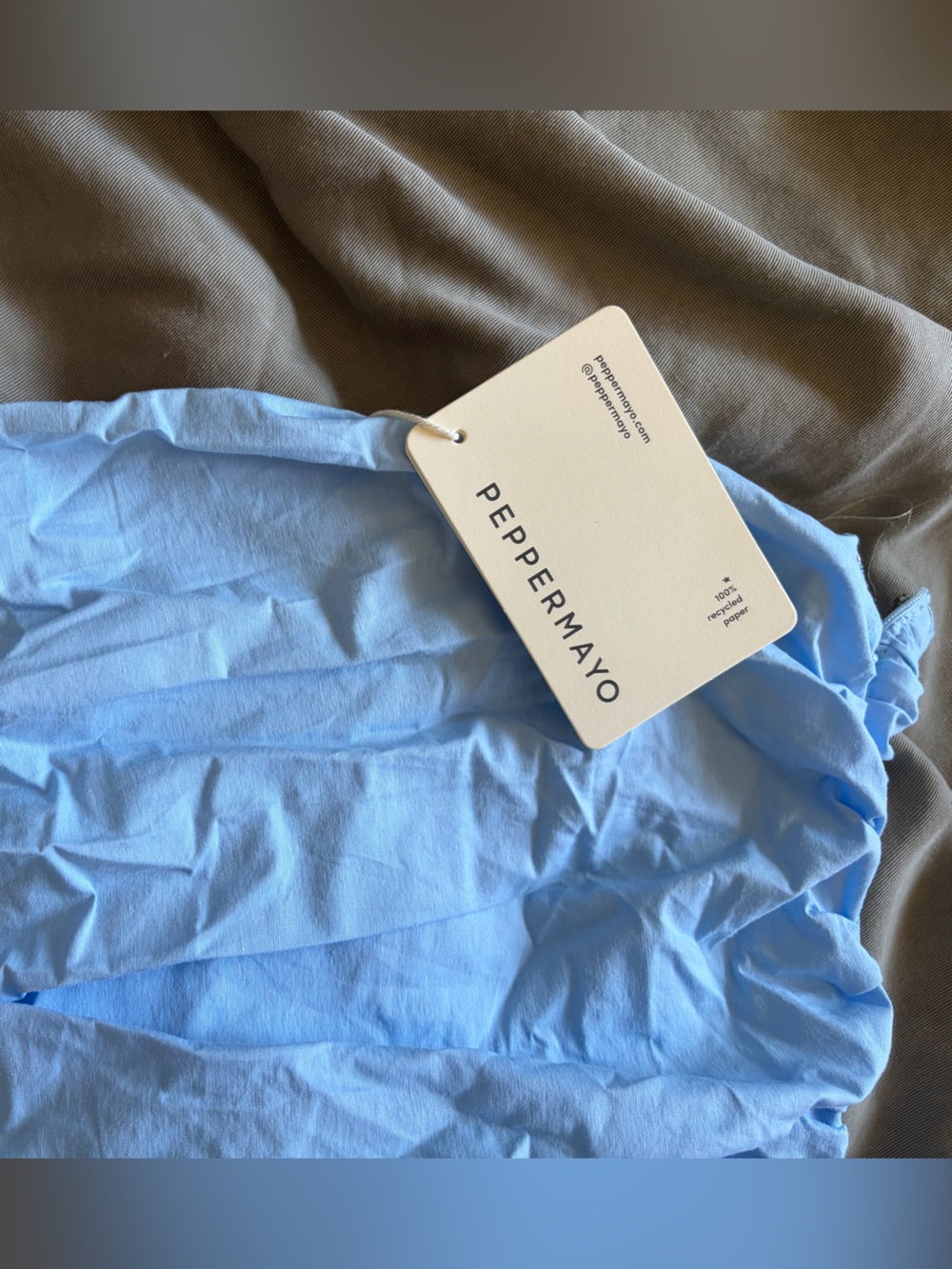 Peppermayo Light Blue Strapless Ruched Maxi - Picture 3 of 3